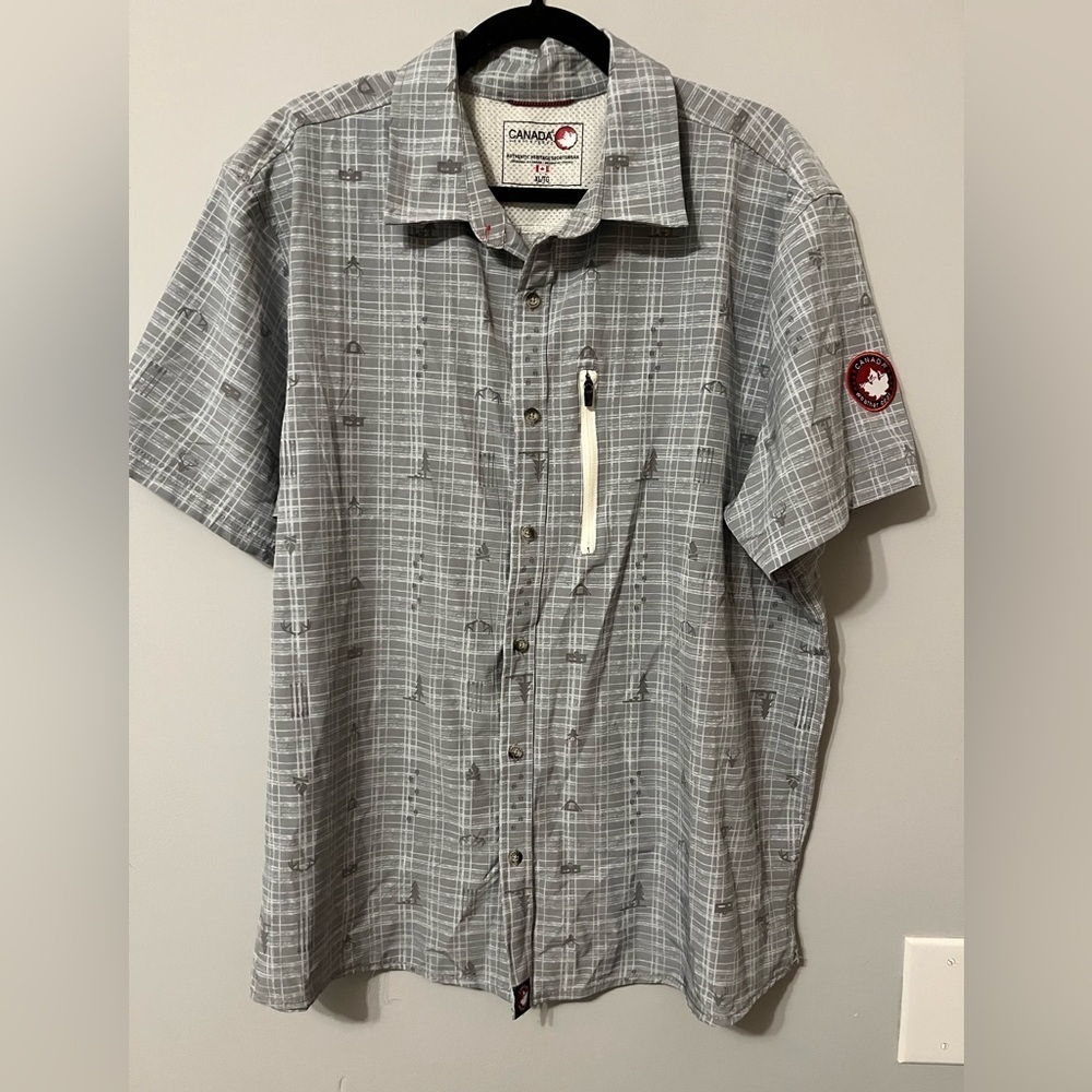 Canada WeatherGear Gray Novelty Print Men's Shirt size XL